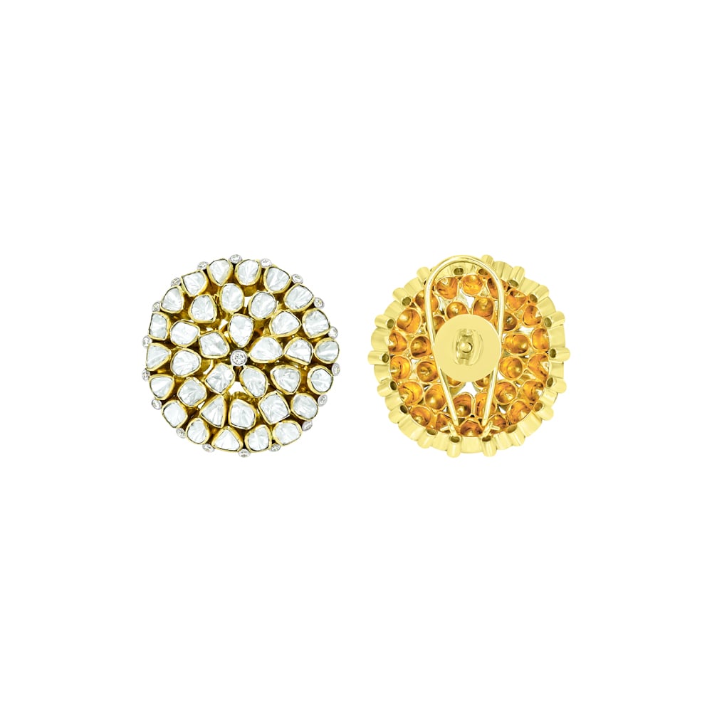 Radial Polki Cluster Studs with Intricate work